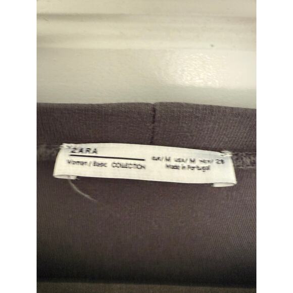 Zara Woman Basic Gray Long Sleeve Tunic Top Ruffle Sleeve Open Tie Cuff Size M - Picture 5 of 5